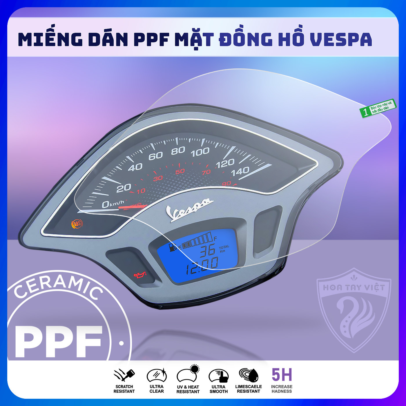 Miếng dán bảo vệ PPF mặt đồng hồ Vespa Sprint - Primarena Liberty cao cấp chống trầy xước mặt đồng hồ Vespa
