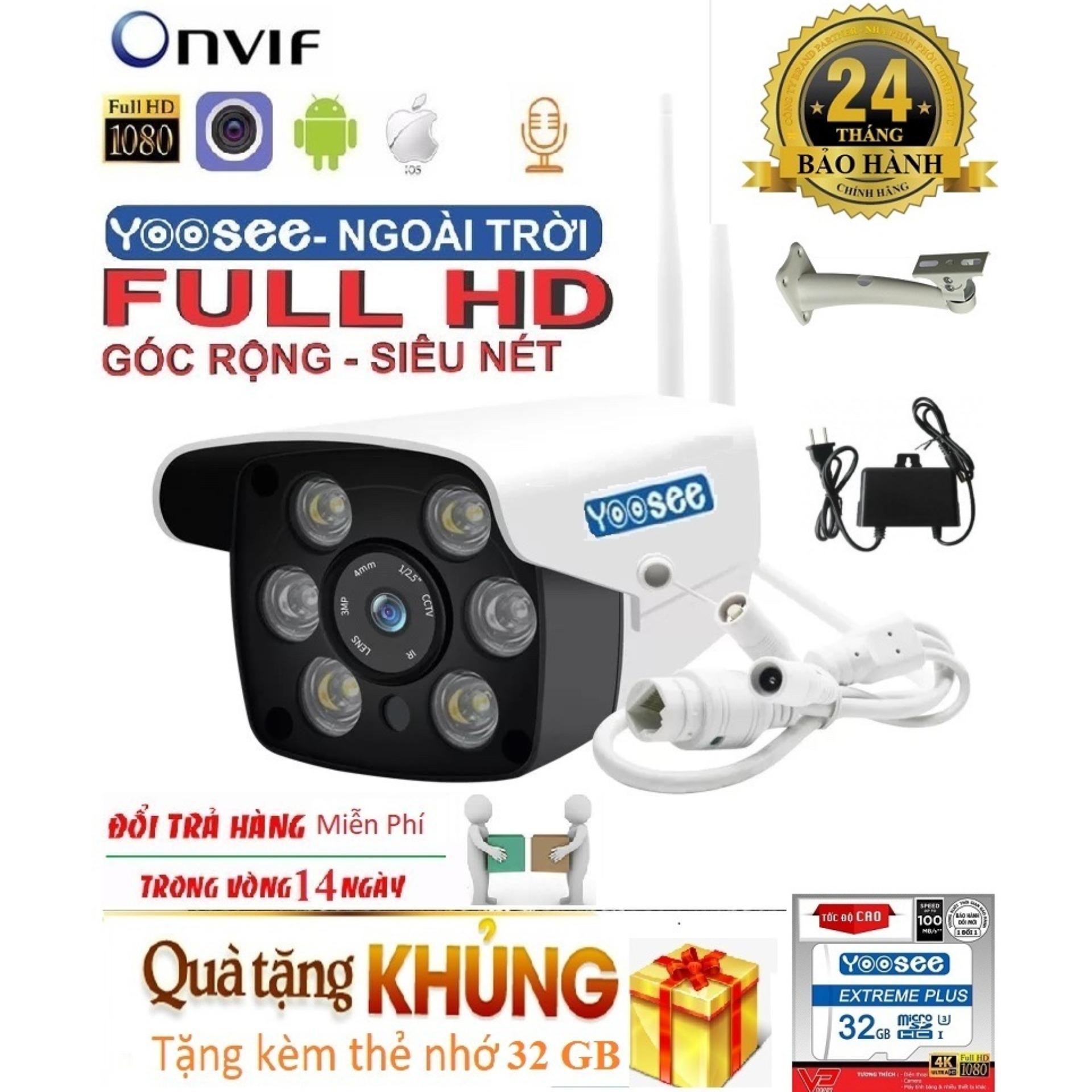 [Tặng Thẻ nhớ Chuẩn 32 GBchân đế lắp đặtBảo Hành 24 tháng]Camera Wifi KHÔNG DÂY Trong nhà-ngoài trời Yoosee ZQ26-2.4Mpx- FULL HD 1920 x 1080p - hỗ trợ 2 đèn hồng ngoại và 4 đèn LED xem đêm có Màu Cực Nétghi