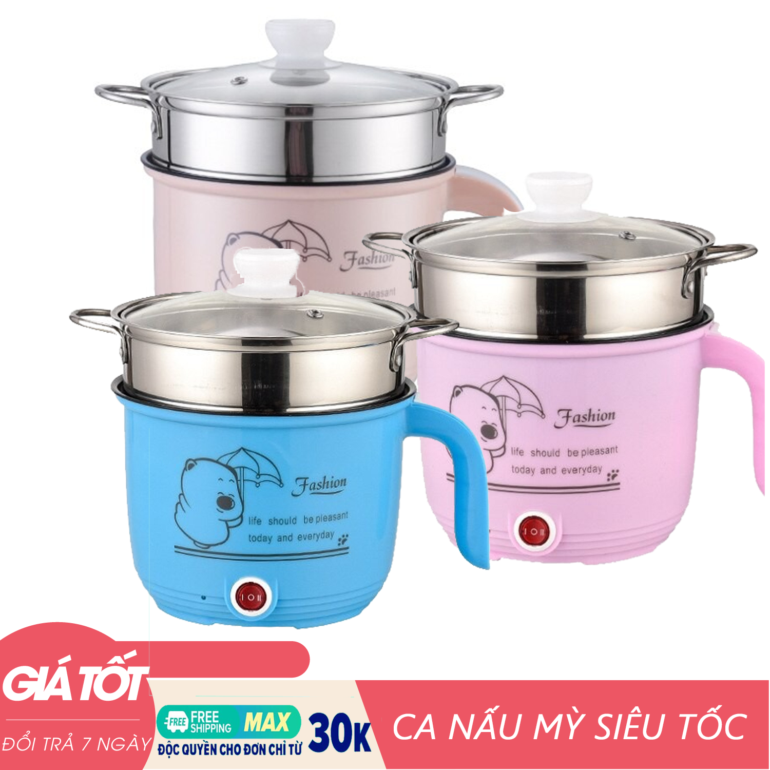 Ca nấu mỳ siêu tốc đa năng - Nồi đa năng - Ca mì 18cm có giá hấp INOX Cooking Pot, CA NẤU MÌ - ca nâu mì có lồng hấp 2 in 1 siêu tốc tiện lợi-nồi nấu mì mini kèm lồng hấp 18cm có quai cầm nhỏ gọn đáng yêu