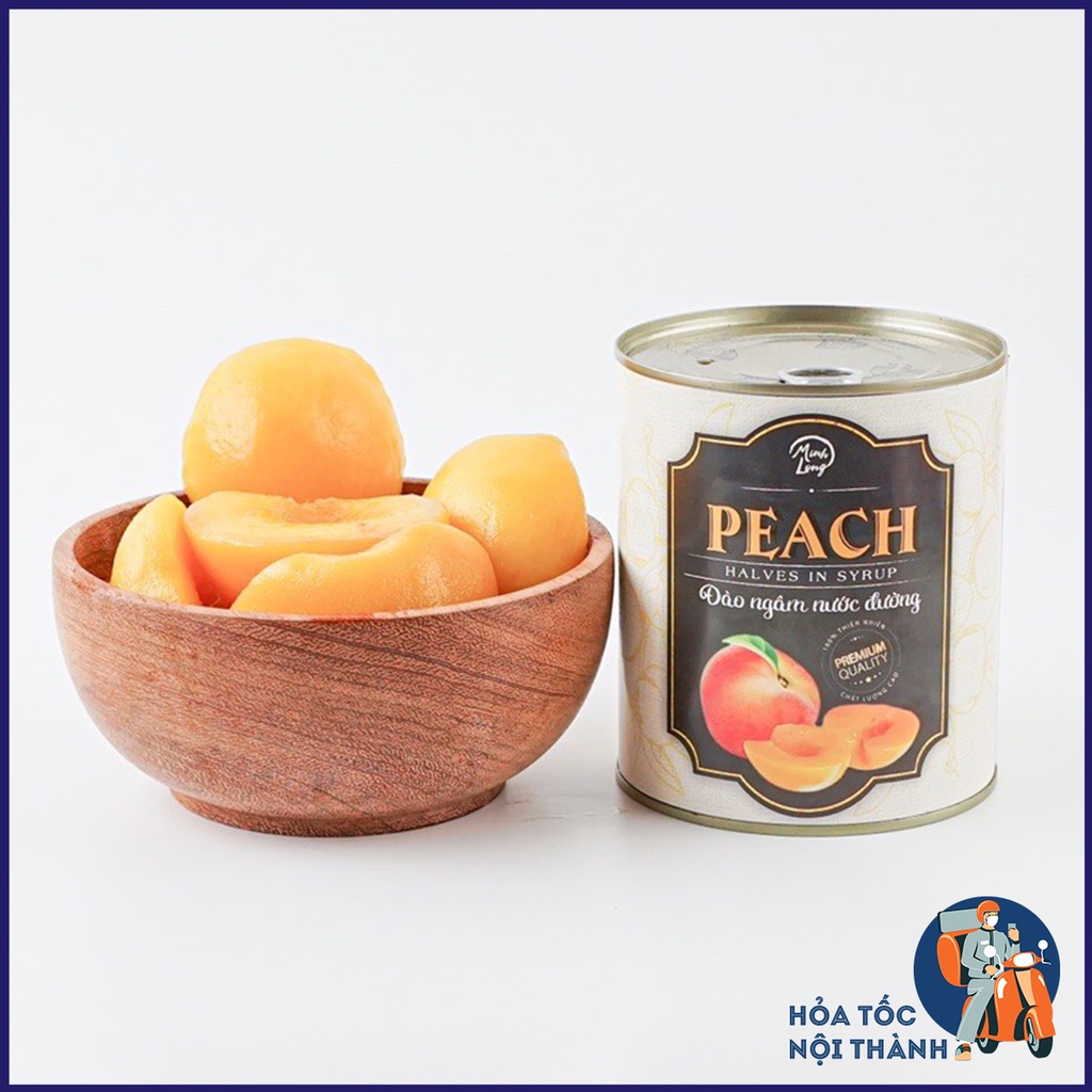 Đào ngâm nước đường cao cấp Cát Long hộp 830gr nhãn đen