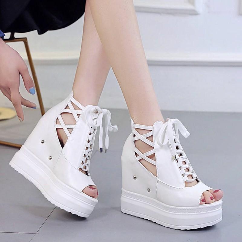 Giày sandal nữ đế xuồng cao 11cm phong cách Hàn Quốc S115T