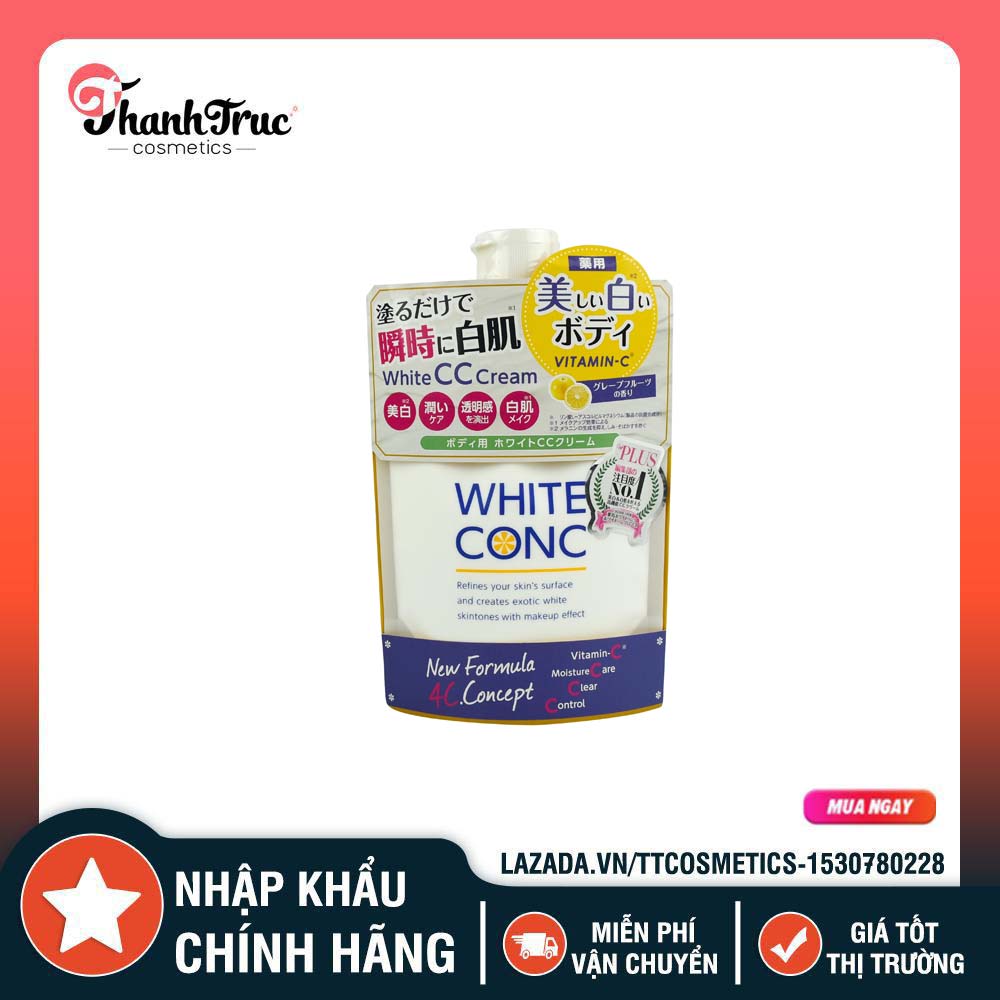 [HCM]Sữa Dưỡng Thể Trắng Da White Conc CC Cream Vitamin C 200G Nhật Bản