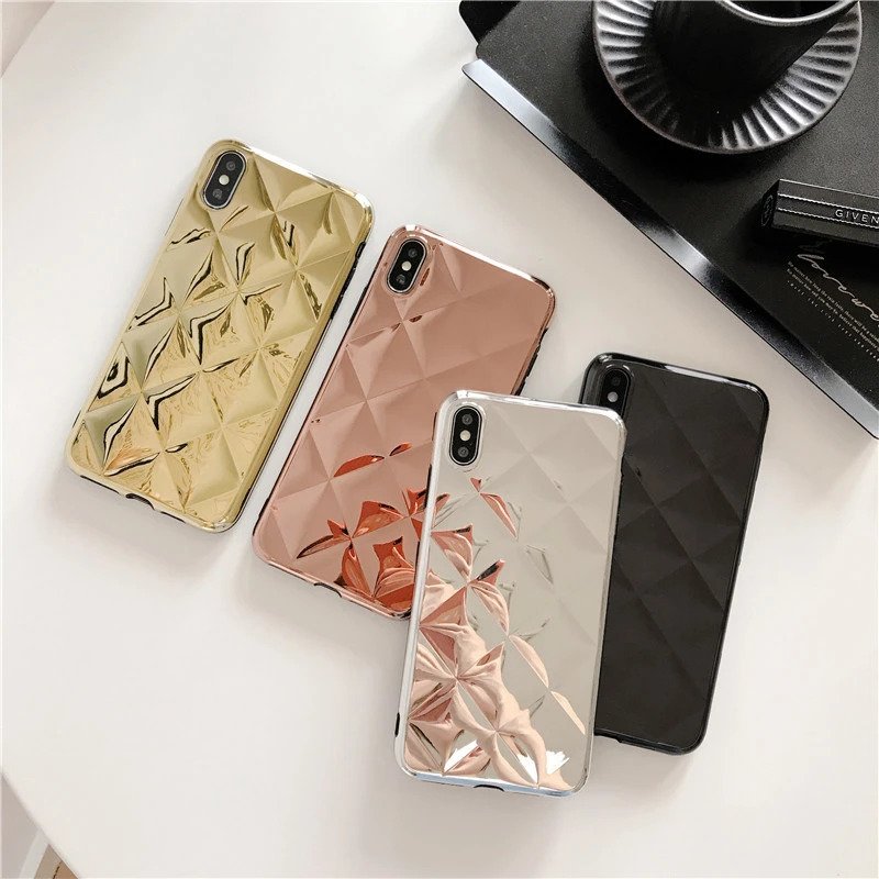 Ốp iPhone 7 8 Plus X Xs Xs Max 11 11 Pro 11 Pro Max, Ốp lưng iPhone kim loại kim cương