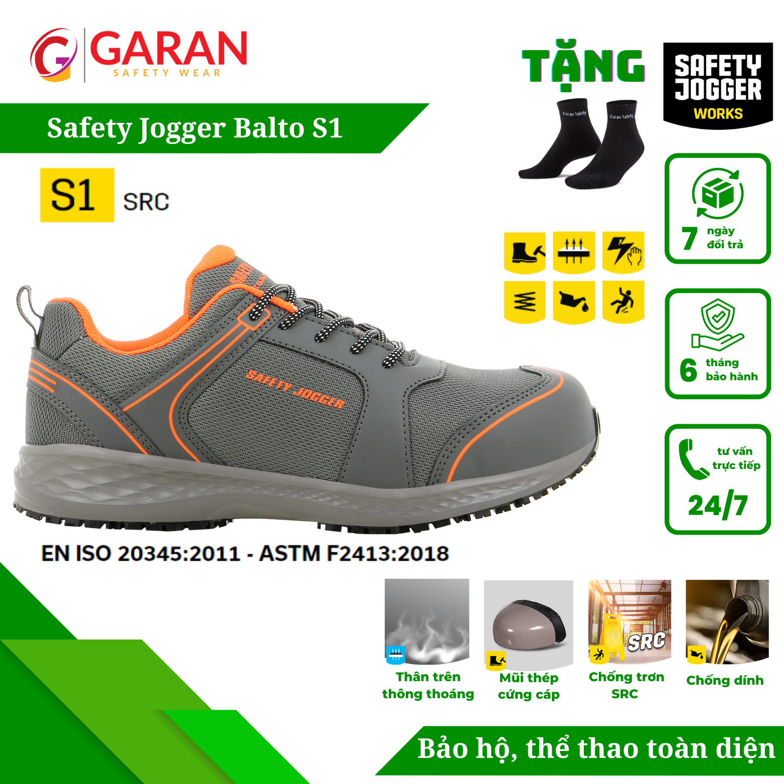 Giày bảo hộ thể thao jogger balto s1p hàng nhập khẩu