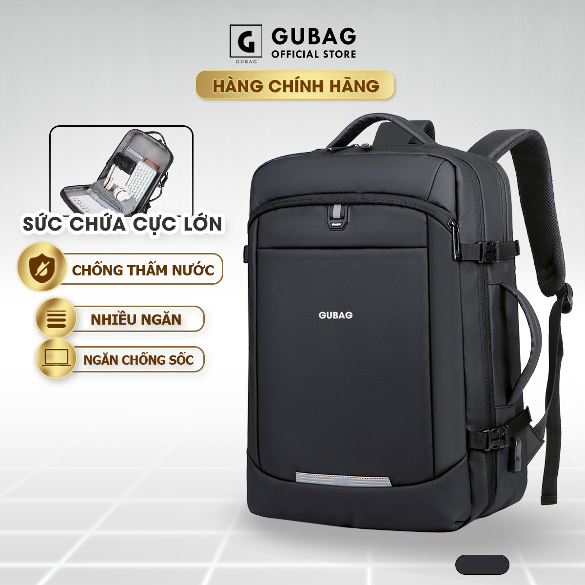 Balo đựng laptop công sở GUBAG, đựng laptop 13, 14, 15,6 inch chính hãng Gubag, dòng doanh nhân, đi làm cao cấp