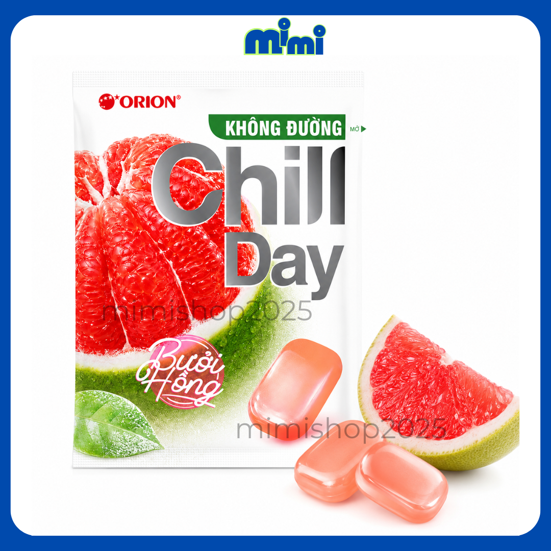 Kẹo Không Đường Orion Chill Day Vị Bưởi Hồng (Gói 56g)