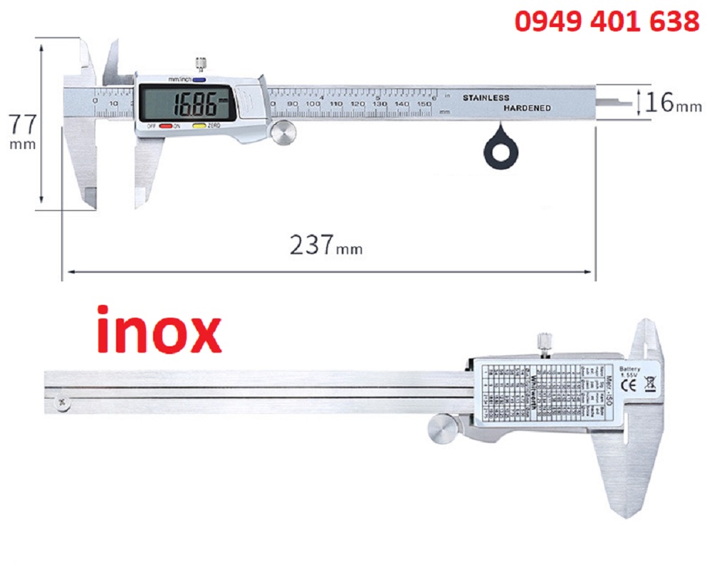 Thước kẹp điện tử Syntek inox cao cấp 150 mm - Thước Cặp Thước Đo Cao Cấp Tặng Kèm Pin