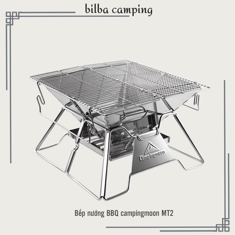 Bếp nướng than hoa cắm trại dã ngoại Campingmoon MT2. Bếp nướng BBQ gấp gọn Campingmoon MT-02 - Billba Outdoors