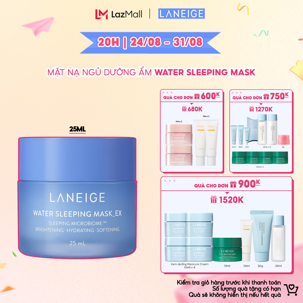 Mặt Nạ Ngủ Dưỡng Ẩm Dưỡng Sáng Da Phiên Bản Cải Tiến Laneige Water Sleeping Mask 25ml