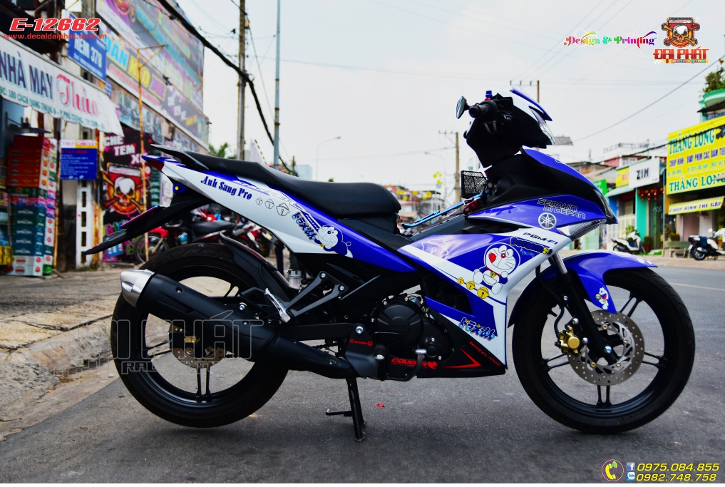 Tem Trùm Exciter 150 Doremon Xanh Trắng - E-12662