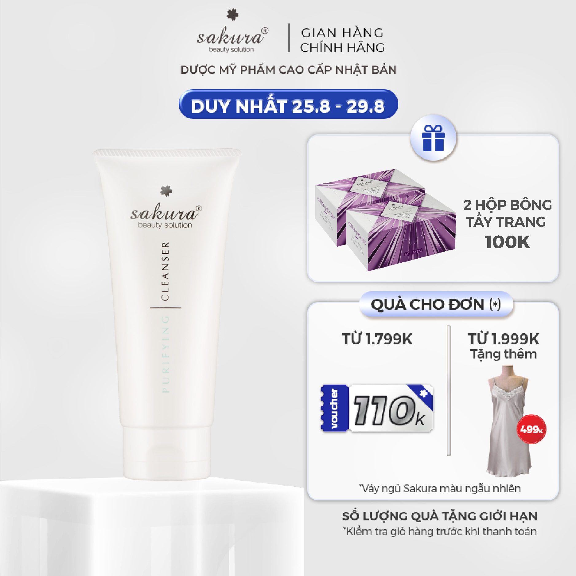 Sữa rửa mặt cho da dầu mụn Sakura Purifying Cleanser 100ml