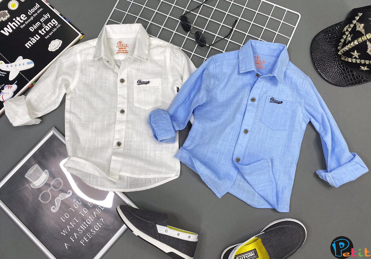 Áo sơ mi dài tay bé trai. Áo dài tay bé trai lịch lãm cỡ lớn