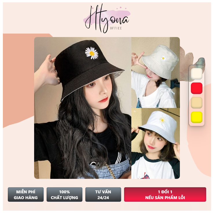 Nón hoa cúc 2 mặt hot trend