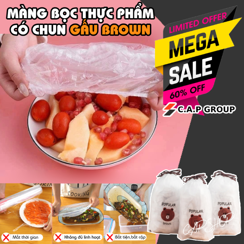 Set 100 màn bọc thực phầm hình gấu,màng bọc thực phẩm,set 100 màn bọc thực phầm hình gấu co dãn tái sử dụng - màng bọc thực phẩm đa năng siêu tiết kiệm