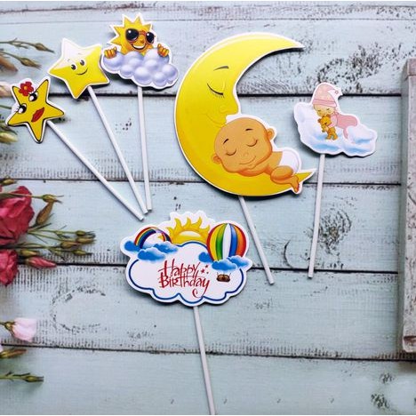 Set cắm trăng sao - Trang trí bánh sinh nhật bánh kem