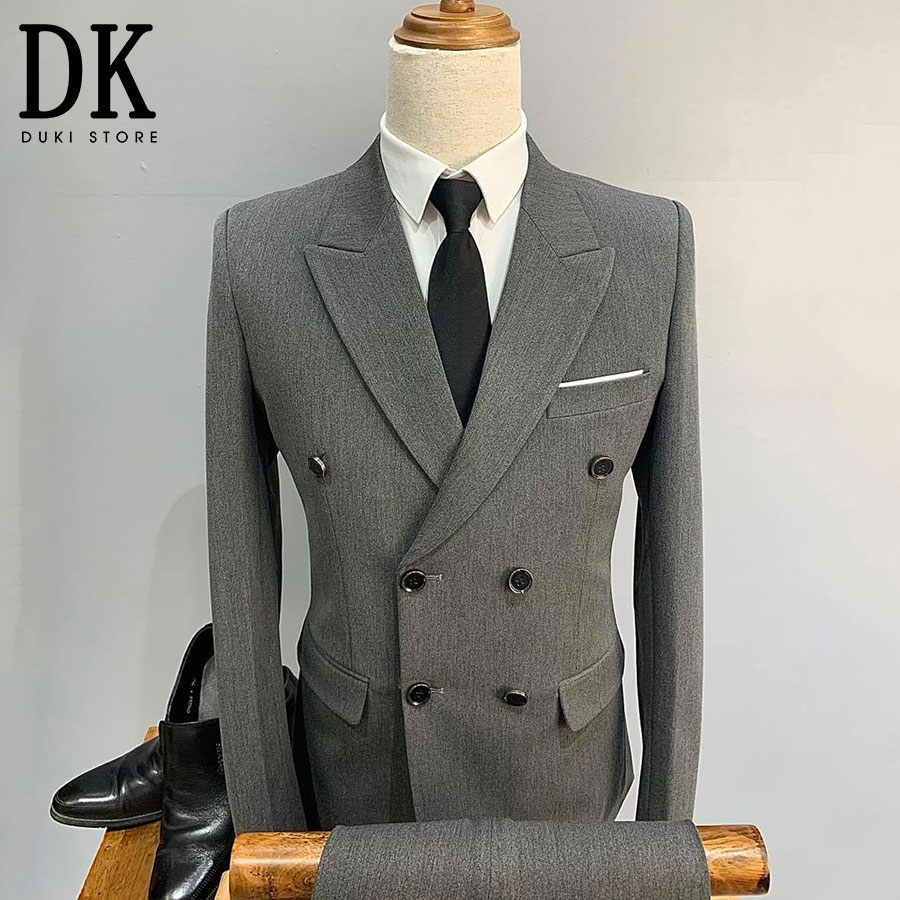 Bộ vest nam 6 cúc màu xám đẹp DKE0016 - DUKI STORE
