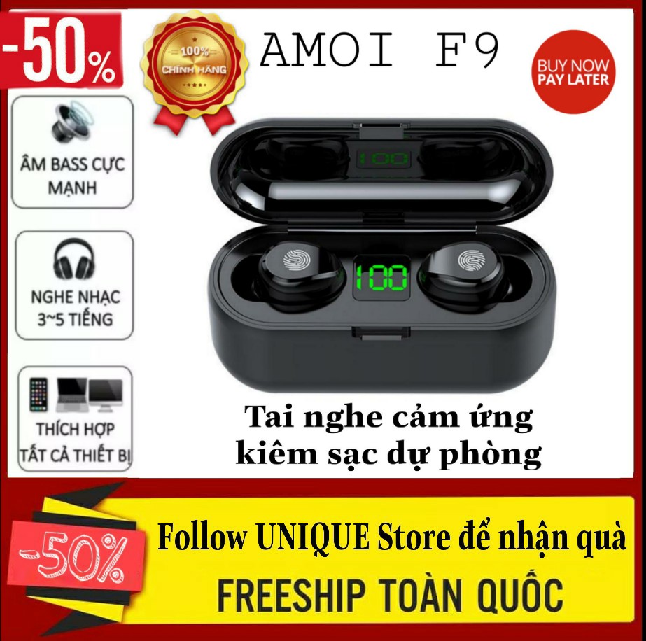 Tai Nghe Blutooth AMOI F9 , Tai Nghe Blutooth Không Dây Amoi F9 , Nút Cảm Ứng , Kết Hợp Với Mọi Loại Điện Thoại