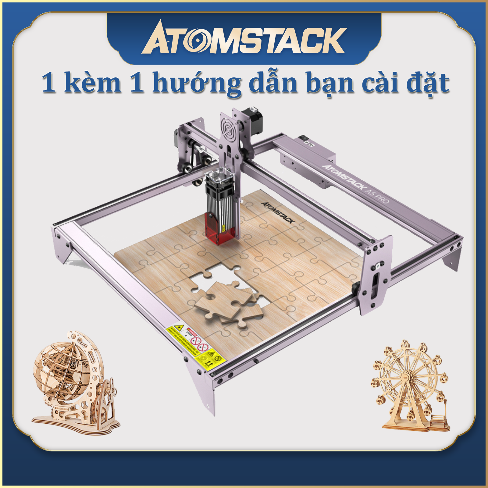 ATOMSTACK A5 Pro 5W máy khắc laser mini ,Có thể khắc nhựa, gỗ, thép không gỉ,máy khắc laser kim loại
