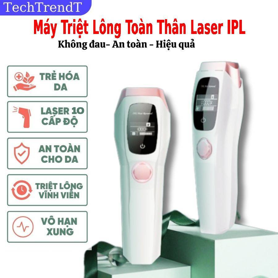 Máy triệt lông toàn thân laser foton IPL 1000k trẻ hóa da 10 cấp độ, Máy tẩy lông vùng kín bikini triệt lông vĩnh viễn