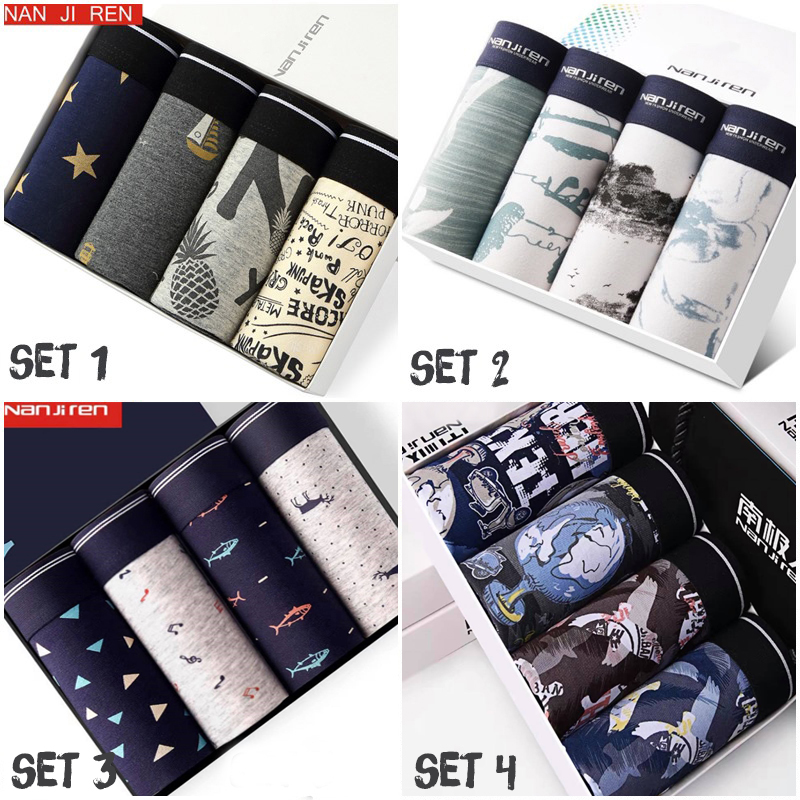Set 4 quần sịp nam boxer cao cấp nanjiren