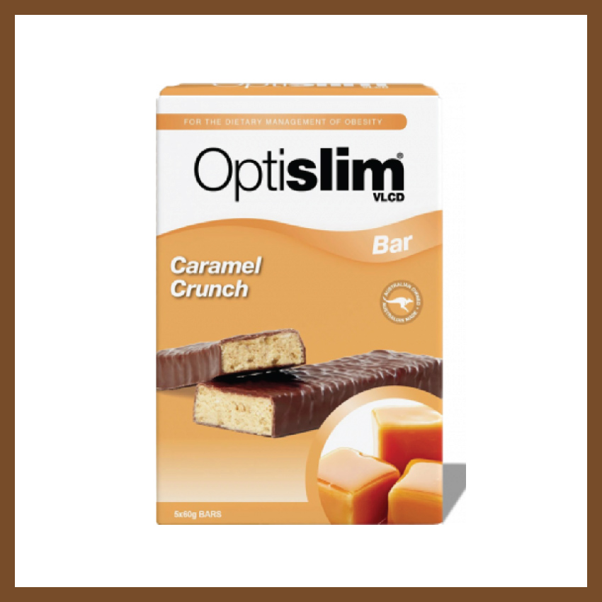 Optislim VLCD Bar Caramel Crunch 5x60g - Bánh xốp giảm cân Optislim VLCD vị Caramel Crunch