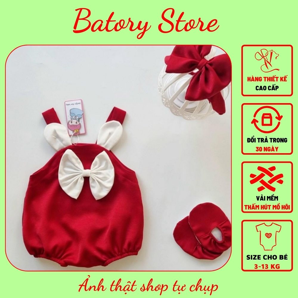 Body cho bé gái sơ sinh 1 tuổi từ 4-12 kg Tai thỏ màu hồng nơ trắng TẶNG KÈM Băng Đô, Vớ Đồ Đầy Tháng Xinh Xắn Váy Bodysuit thiết kế Chất liệu siêu mềm mát và an toàn BATORY STORE Cửa hàng quần áo trẻ em