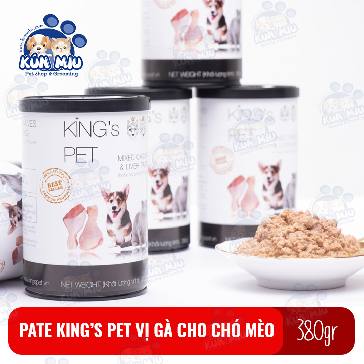 [Hoàn Tiền 10%] Thức ăn Pate cho chó mèo Kings Pet vị gà hộp 380gr