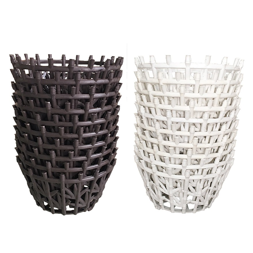 Bộ 10 chậu trồng lan lá tre trắng hoặc nâu size 22x14cm-Đồ Gia Dụng Tại HCM