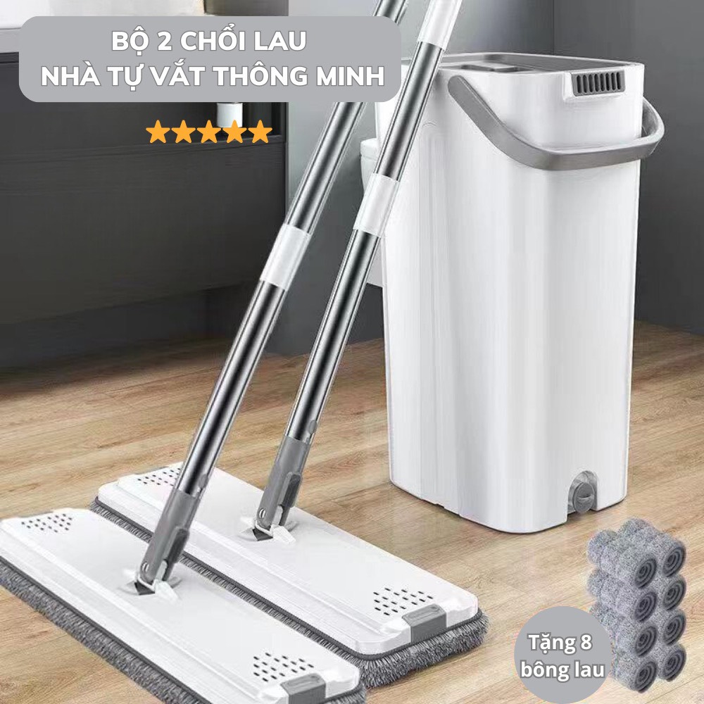 Bộ Cây Lau Nhà Kèm Thùng X1 X2 Plus Thông Minh Tự Vắt Gồm 2 Chổi Lau Kèm 8 Bông Lau Thấm Hút , chổi lau nhà, chổi gấp gọn, cây chổi lau nhà, cây lau 360, bộ lau nhà,cây lau nhà tiện dụng, chổi, chổi lau, chổi