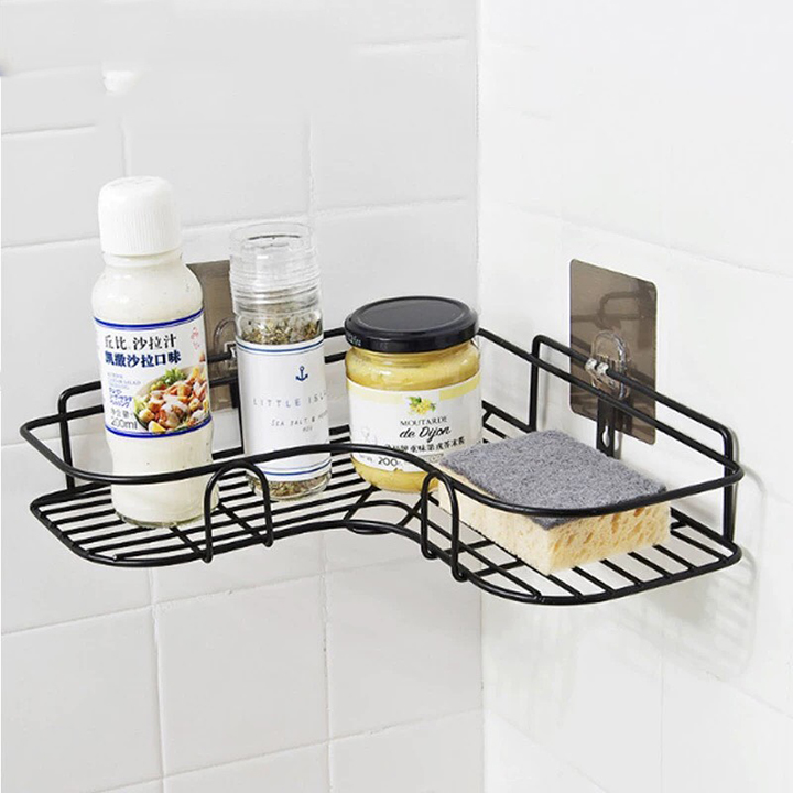 Kệ góc treo tường nhà tắm, nhà bếp dán tường -Kệ góc, giá đỡ sắt treo dán góc tường siêu chắc