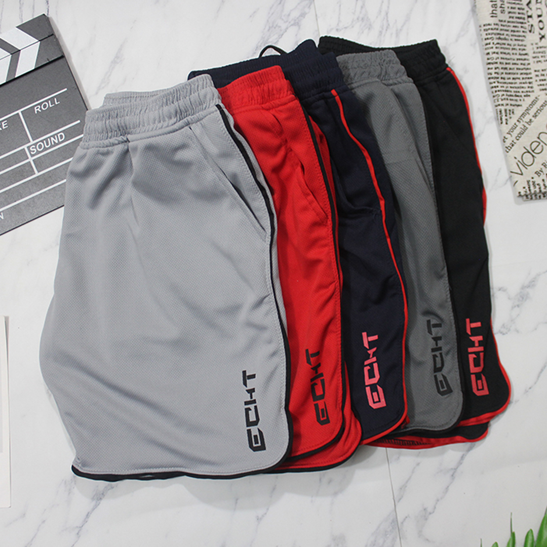 [HCM]Quần đùi Nam - Thể thao tập gym ECHT - Chất liệu vải mè poly nhập khẩu logo in tranfer firm không thể bong tróc 2 túi 2 bên hông lưng bằng thun co giãn.