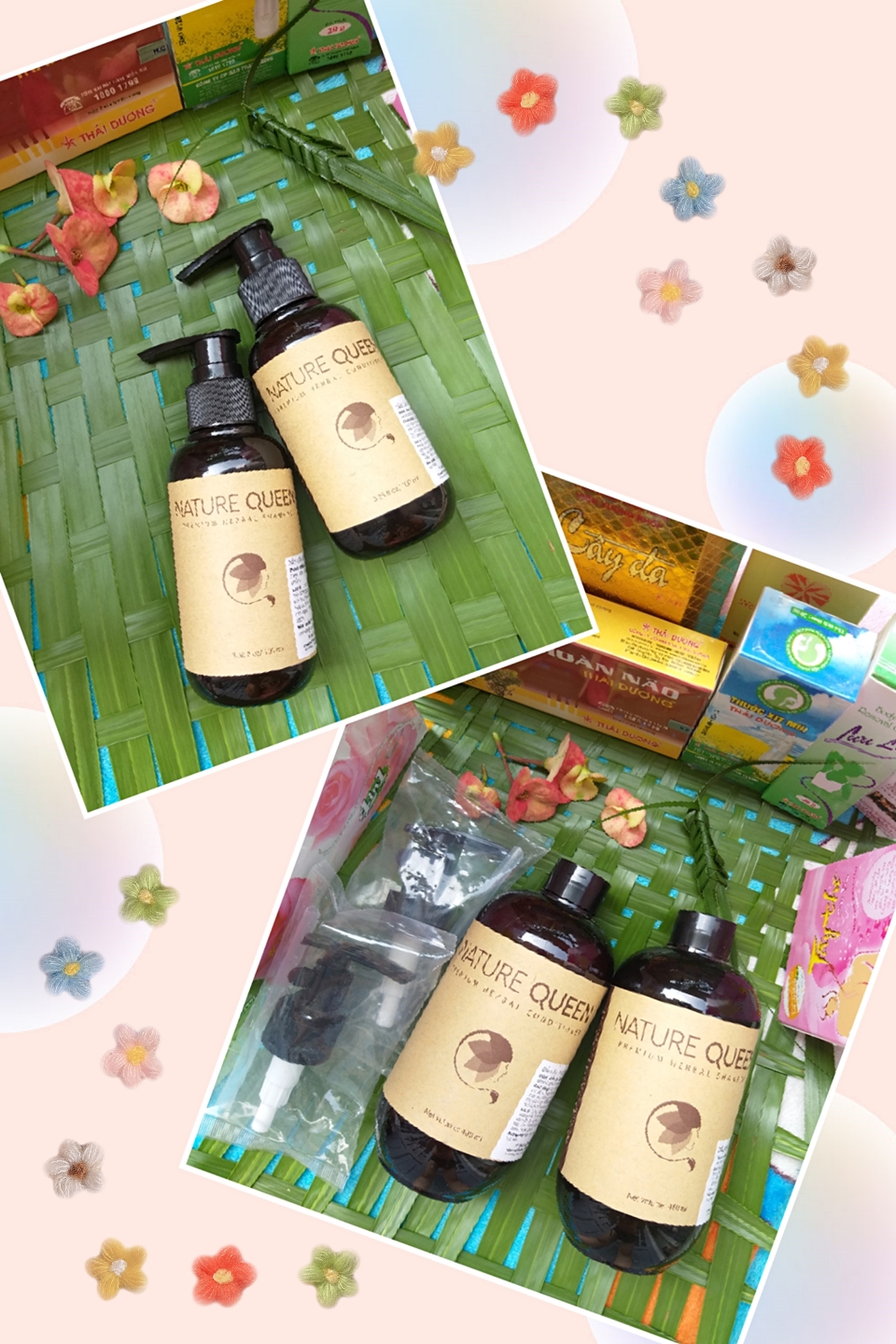 Combo dầu gội - dầu xả thảo dược cao cấp Nature Queen