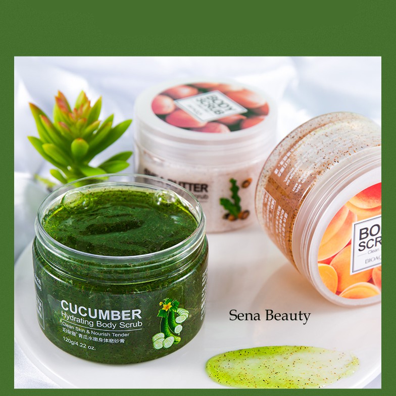 Tẩy da chết body dưỡng ẩm sáng da Bioaqua 120G Mely Beauty