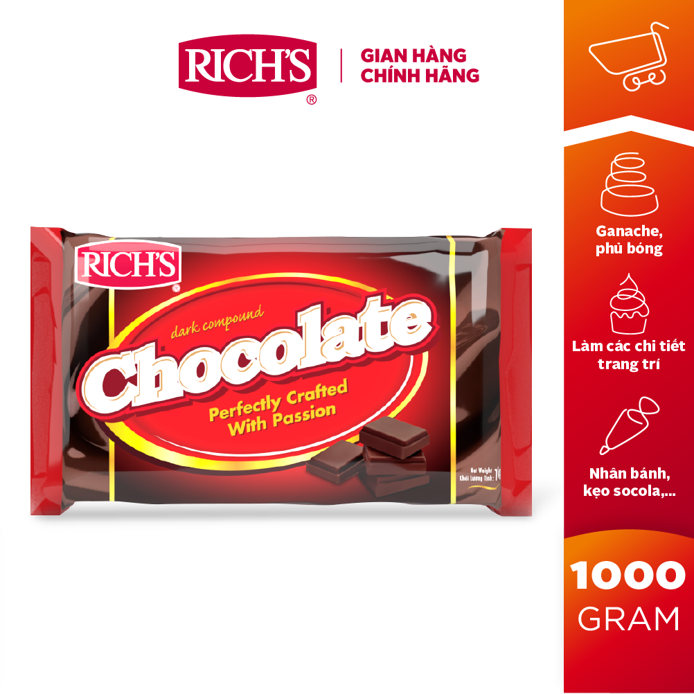 Sô-cô-la compound đen rich's thỏi 1kg