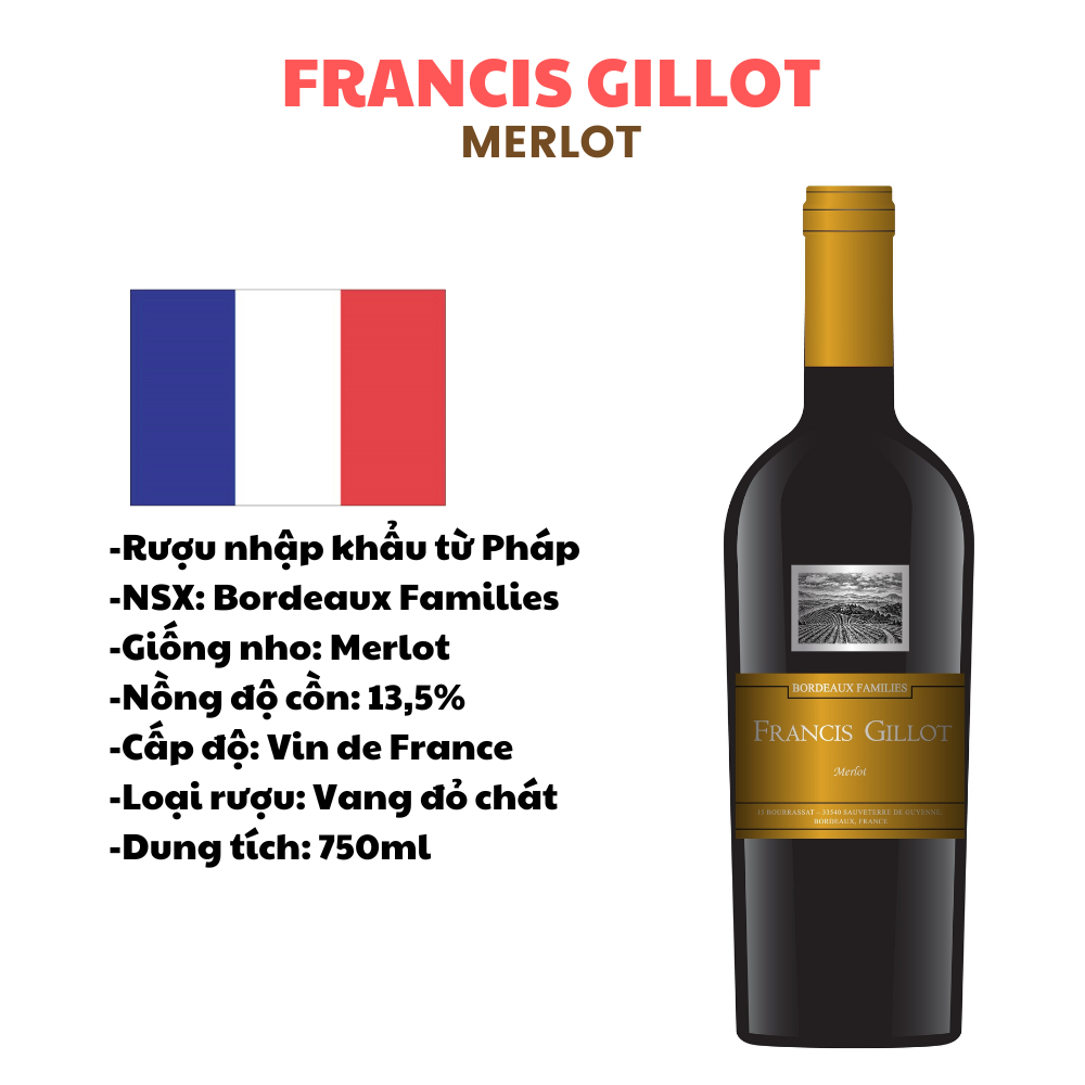 Vang Pháp Francis Gillot Merlot - Vang Đỏ - The Best Wine