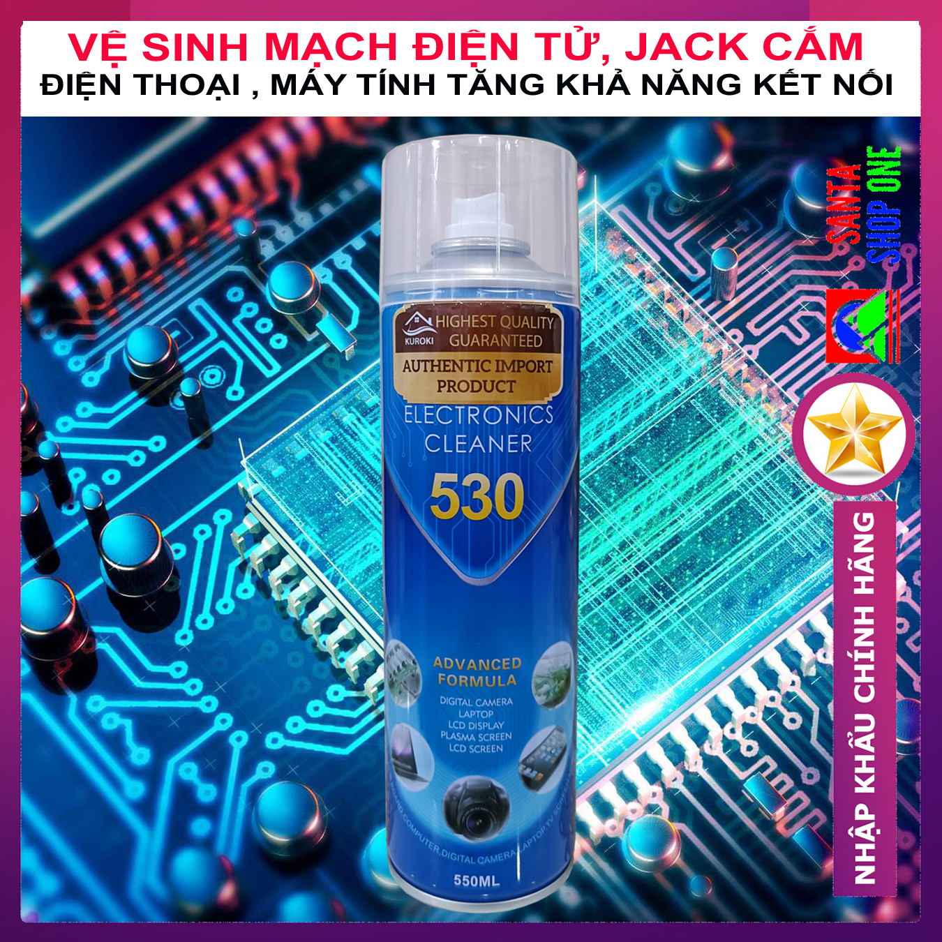 [SIÊU SẠCH] Vệ Sinh Bo Mạch Điện Tử - Chai Xịt Tẩy Rửa Bo Mạch, Điểm Tiếp Xúc Điện Tử, Vệ sinh máy tính, máy ảnh, laptop - Herios Electronics Clean - SANTA