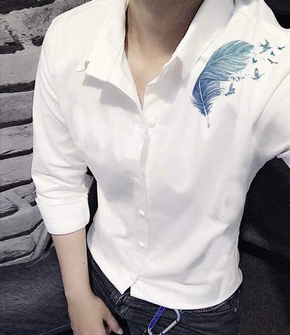 Áo sơ mi nam nữ cao cấp phối chiếc lá sang trọng