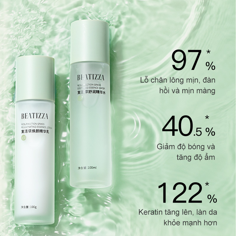 BEATIZZA Sự kết hợp giữa bộ kem dưỡng da làm dịu (toner tái tạo + kem dưỡng da tinh chất cỏ phục sinh) làm trẻ hóa làn da và kiểm soát dầu, hydrat hóa và dưỡng ẩm,