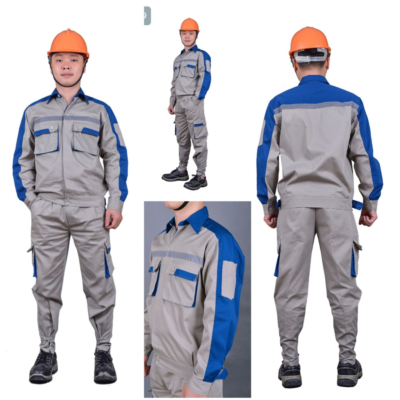 COMBO 2 Bộ Quần Áo Bảo Hộ Lao Động (2 MẦU ) + 2 Mũ Nhựa Cứng BHLĐ - Chất Vải Kaki 2721 Hàn Quốc, Hàng đủ sai, hỗ trợ Thiết kế In Logo, hàng Bảo hành 06 tháng cho lỗi kỹ thuật