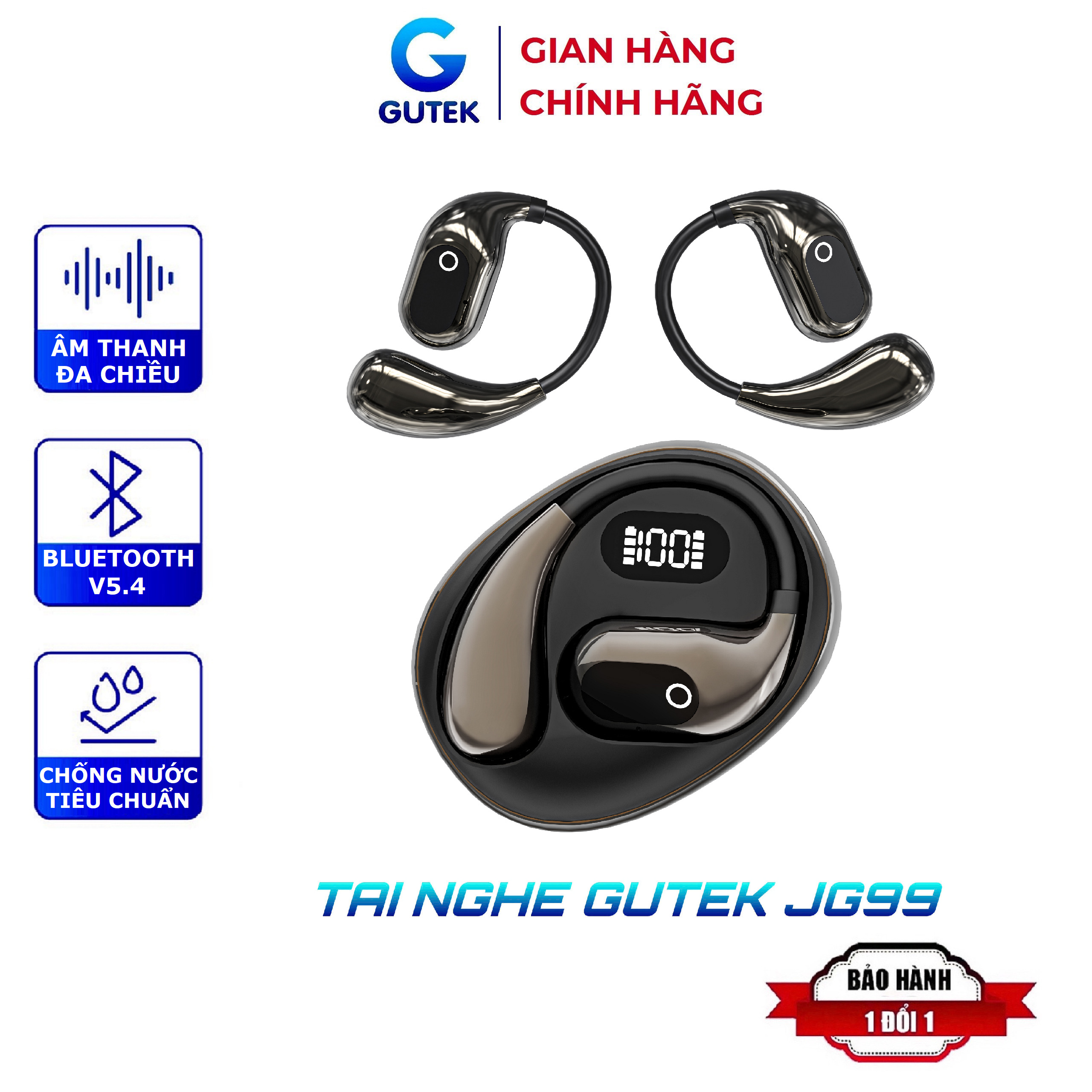 Gutek XG99 Tai Nghe Bluetooth Không Dây Thể Thao Điện Thoại Bluetooth 5.4 Chống Nước Hifi Có Đèn Led Micro Khử Tiếng Ồn
