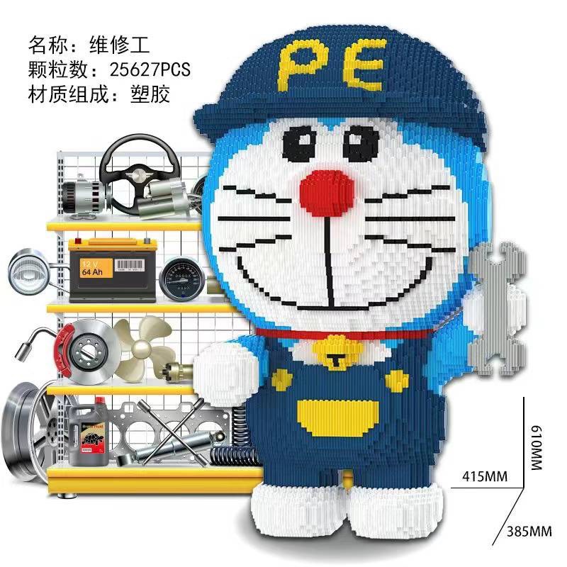 Lego mô hình lắp ráp Đôremon bác sỹ, kỹ sư ngộ size 57-61cm xinh xắn đáng yêu tặng búa + keo