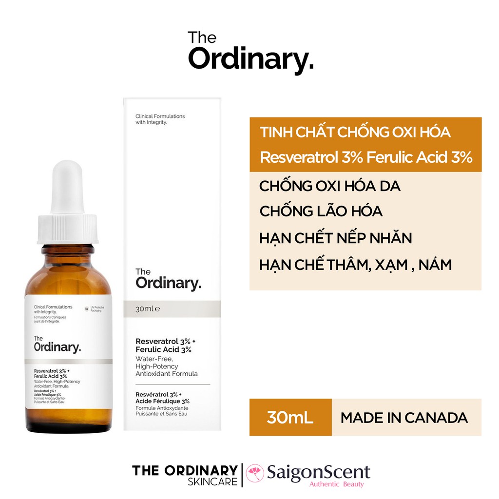Tinh chất chống oxy hóa The Ordinary - Resveratrol 3% Ferulic Acid 3%