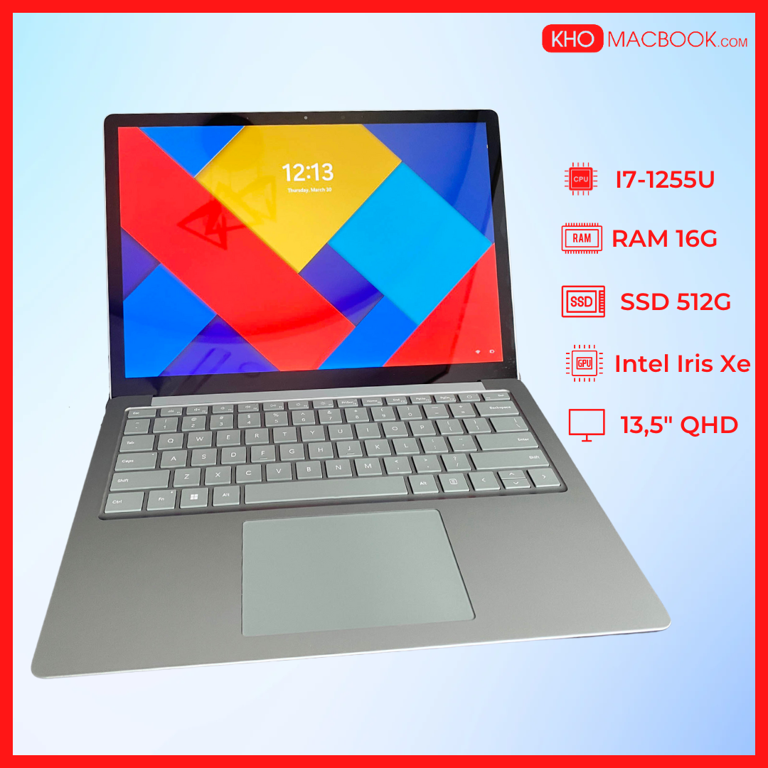 Surface laptop 5 core i7-1255u l ram 16gb l ssd 512gb l màn 13,5 inch 2k touch mới 99%