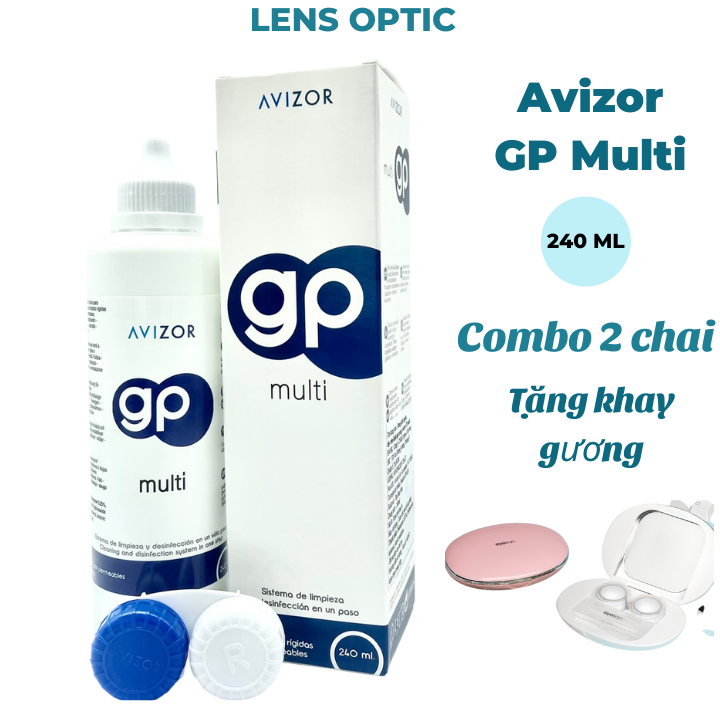 Nước ngâm rửa kính áp tròng cứng Avizor GP Multi 240ml, nước ngâm lens cứng- Lens Optic