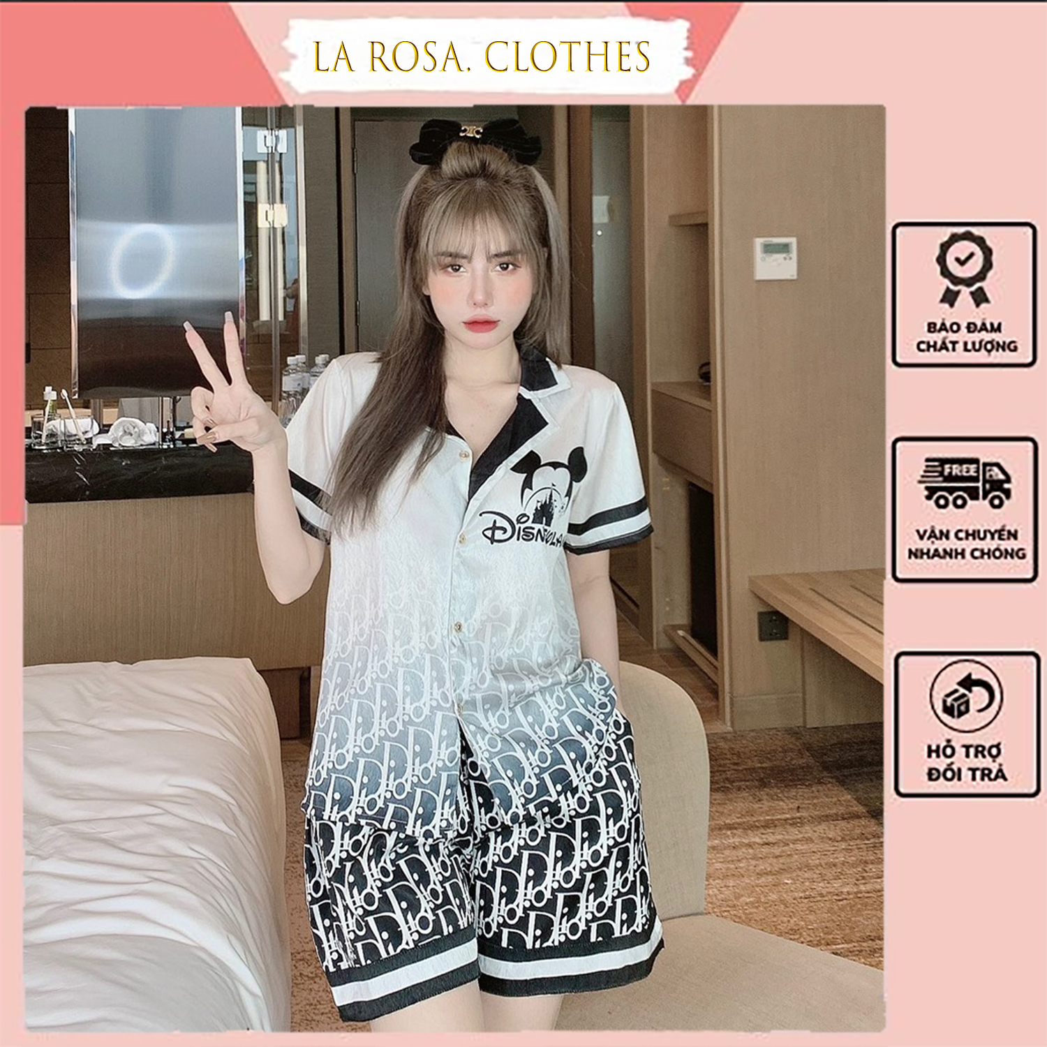 Bộ mặc nhà tay ngắn, bộ Pijama lụa xước, bộ đồ ngủ nữ mùa hè cộc tay cao cấp, đồ bộ chất lụa sang chảnh