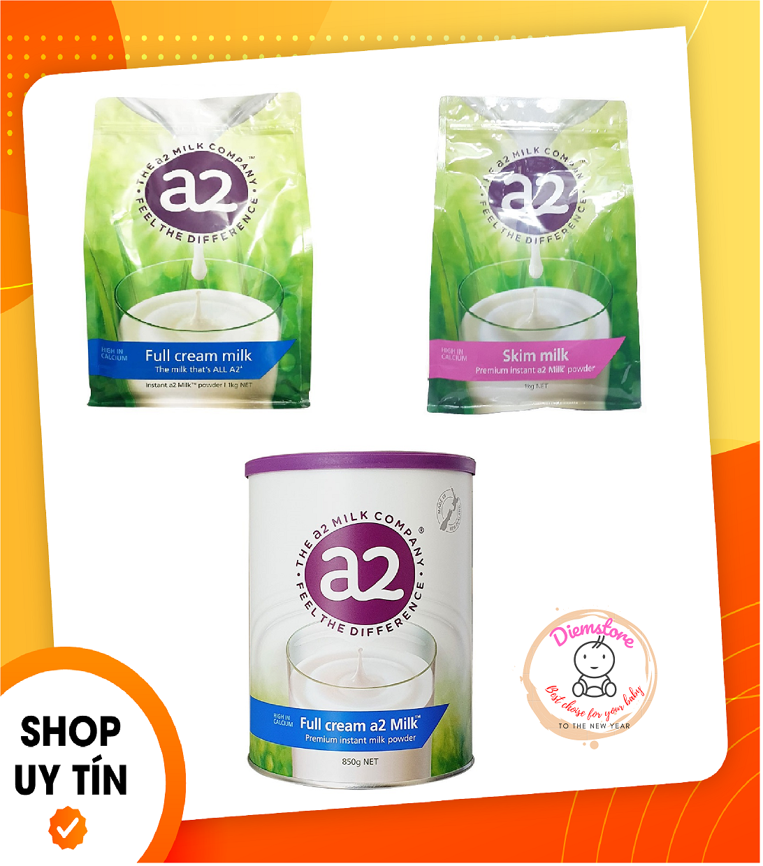 Sữa tươi dạng bột nguyên kem A2 loại full Cream