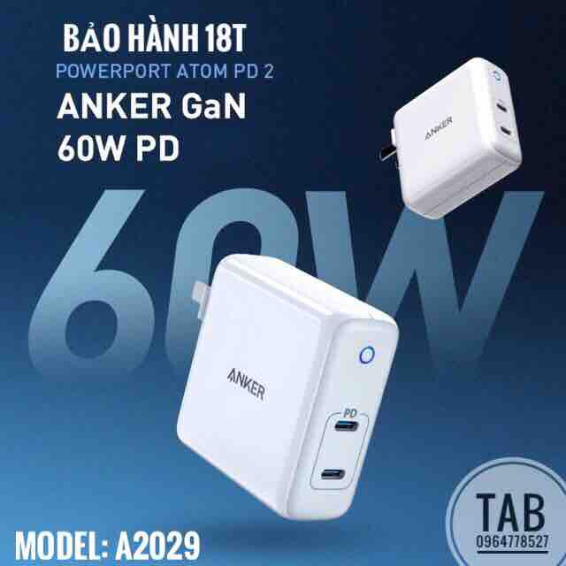 Củ sạc nhanh anker powerport atom pd2 60w a2029 - bảo hành 18 tháng