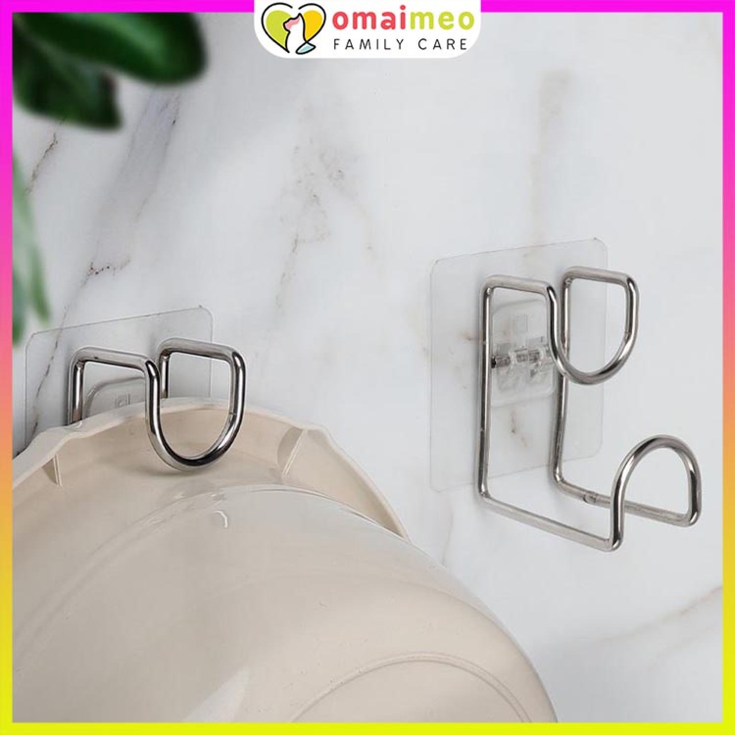 Móc treo thau chậu dán tường, móc treo inox treo chậu thau gọn gàng 1 móc treo được nhiều chậu tiện lợi