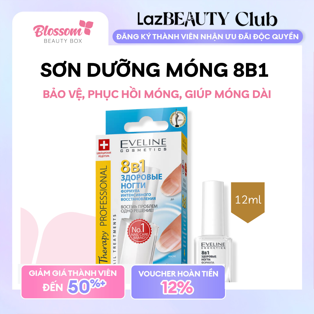 Sơn Dưỡng Móng Eveline 8b1 Total Action 12ml