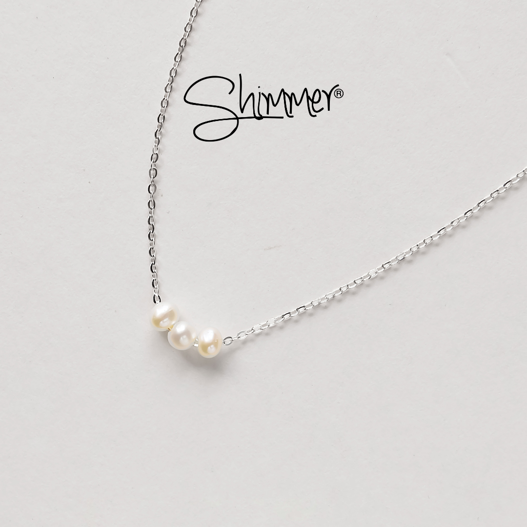 Dây chuyền nữ bạc 925 cao cấp shimmer silver mặt ngọc trai nữ tính sang trọng - triple pearls - trang sức bạc 925 shimmer silver